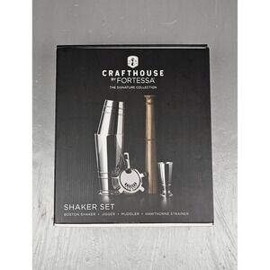 Fortessa‎ Crafthouse Signature Shaker Set Muddler Jigger Hawthorne Strainer NEW